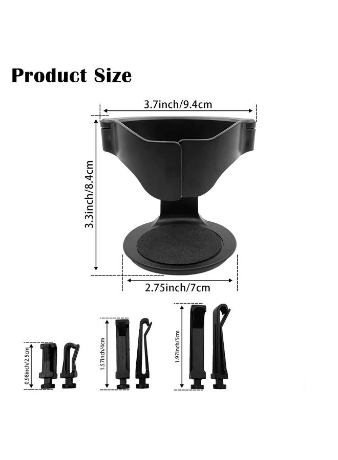حامل أكواب للسيارة قابل للتوسيع لفتحة تهوية لوحة القيادة، حامل أكواب قابل للتعديل ذاتي التكيف مع وسادات EVA مانعة للانزلاق، حامل مشروبات عالمي لأكواب القهوة والزجاجات والعلب (أسود) - B1101 - Image 2